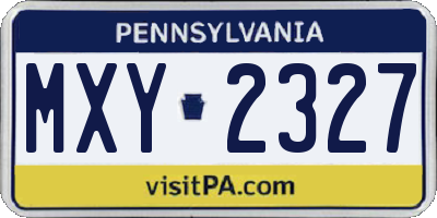PA license plate MXY2327