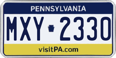 PA license plate MXY2330