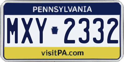PA license plate MXY2332