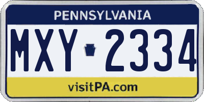 PA license plate MXY2334