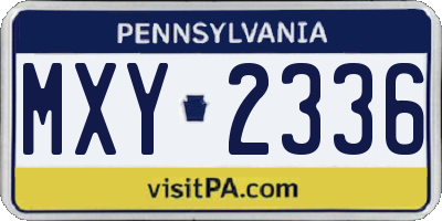 PA license plate MXY2336