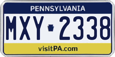 PA license plate MXY2338
