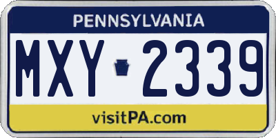 PA license plate MXY2339