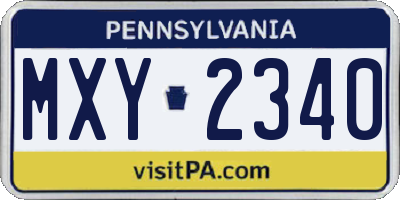 PA license plate MXY2340