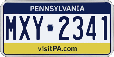 PA license plate MXY2341