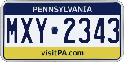 PA license plate MXY2343