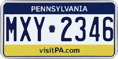 PA license plate MXY2346