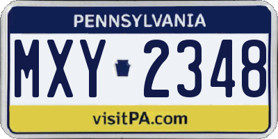 PA license plate MXY2348