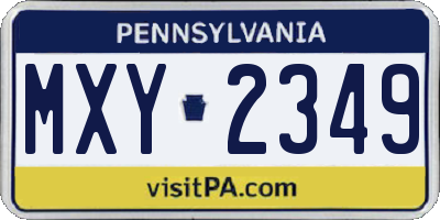 PA license plate MXY2349