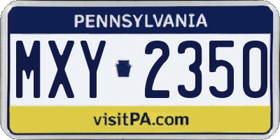 PA license plate MXY2350