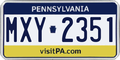 PA license plate MXY2351