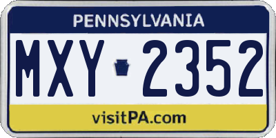 PA license plate MXY2352