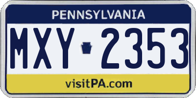 PA license plate MXY2353