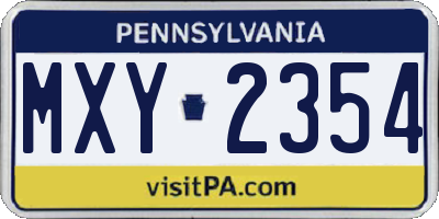 PA license plate MXY2354