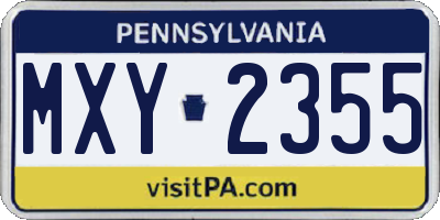 PA license plate MXY2355