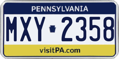 PA license plate MXY2358