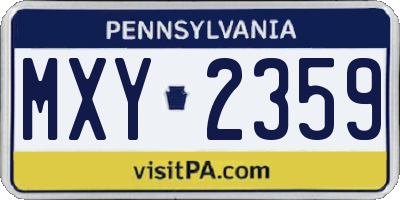 PA license plate MXY2359