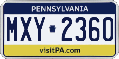 PA license plate MXY2360