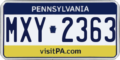 PA license plate MXY2363