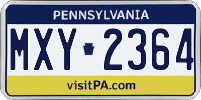 PA license plate MXY2364