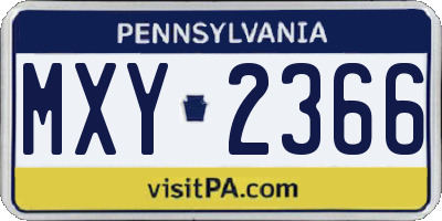 PA license plate MXY2366