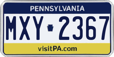 PA license plate MXY2367