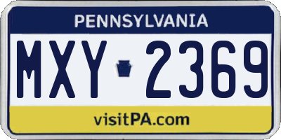 PA license plate MXY2369