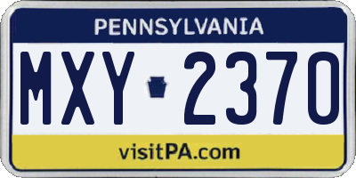 PA license plate MXY2370
