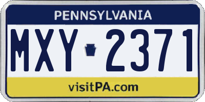 PA license plate MXY2371