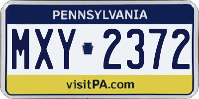 PA license plate MXY2372