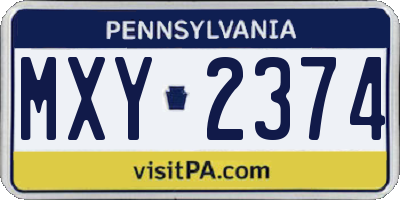 PA license plate MXY2374
