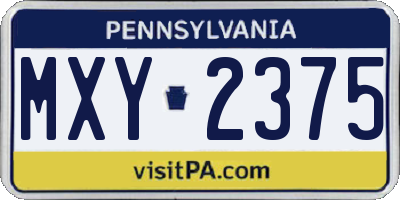 PA license plate MXY2375
