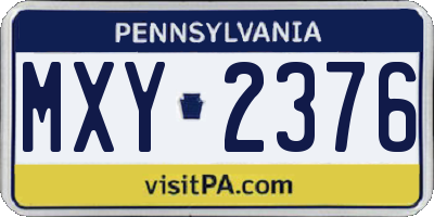 PA license plate MXY2376