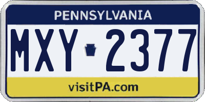 PA license plate MXY2377