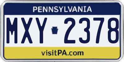 PA license plate MXY2378