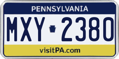 PA license plate MXY2380