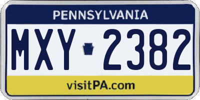 PA license plate MXY2382