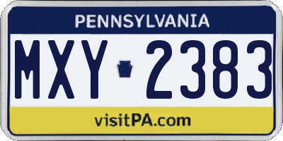 PA license plate MXY2383