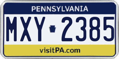 PA license plate MXY2385