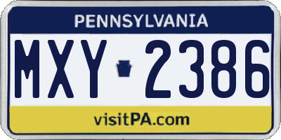 PA license plate MXY2386