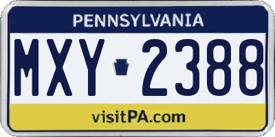 PA license plate MXY2388