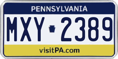 PA license plate MXY2389