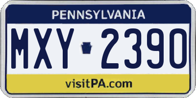 PA license plate MXY2390