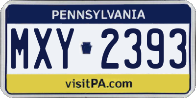 PA license plate MXY2393