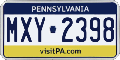 PA license plate MXY2398