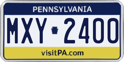 PA license plate MXY2400