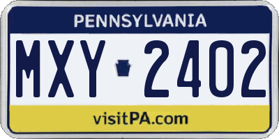 PA license plate MXY2402