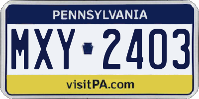 PA license plate MXY2403