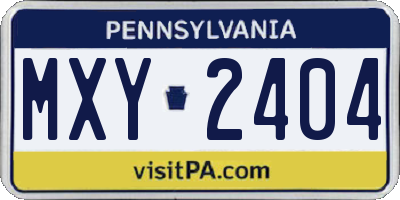 PA license plate MXY2404