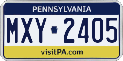 PA license plate MXY2405